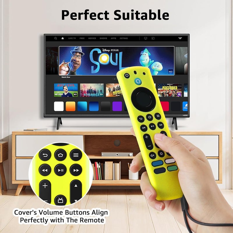 OneBom (2 Pack) Silicone TV Remote Cover, (6.2 Inch*1.5 Inch) Glow in The Dark, Anti Slip Silicone Protective Case with Lanyard(Glow Blue&Glow Yellow) - Image 5
